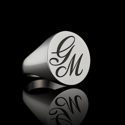 Personalized Signet Ring with Engraved Initials
