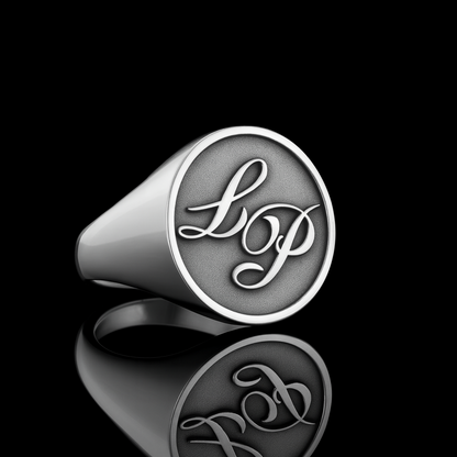 Personalized Signet Ring with Embossed Initials