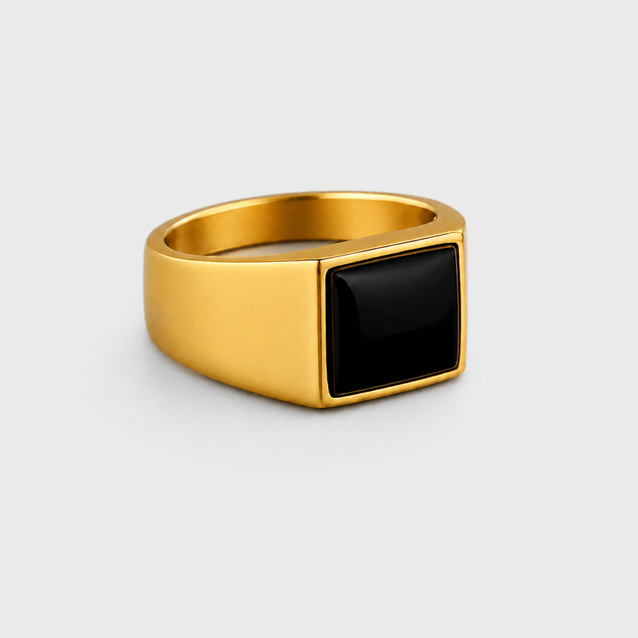 Black Stone Square Signet Ring
