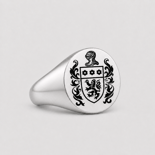 Chevalière Personnalisée en Argent Massif avec Blason