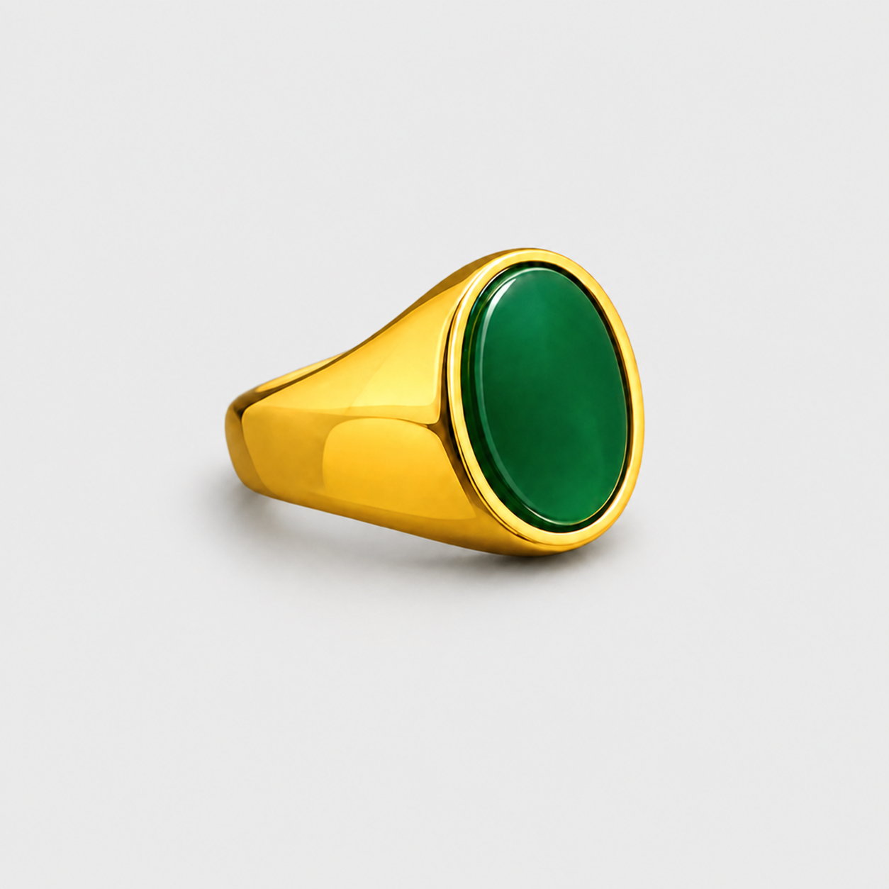Anillo Sello con Piedra Verde