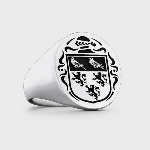 Chevalière Personnalisée en Argent Massif avec Blason