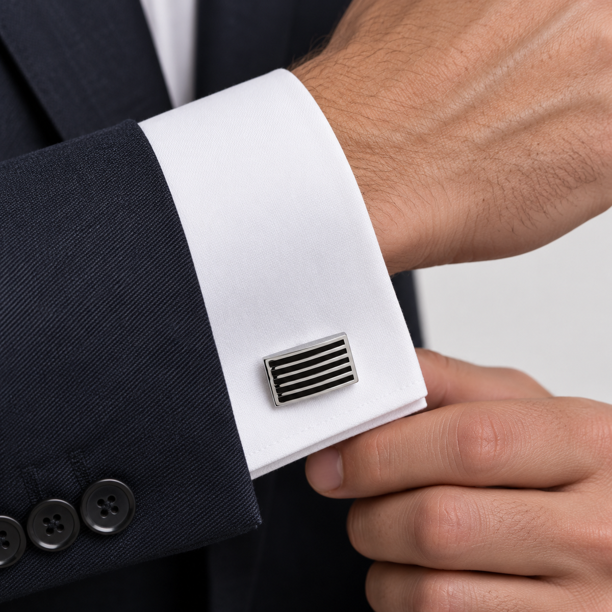 Black Striped Cufflinks