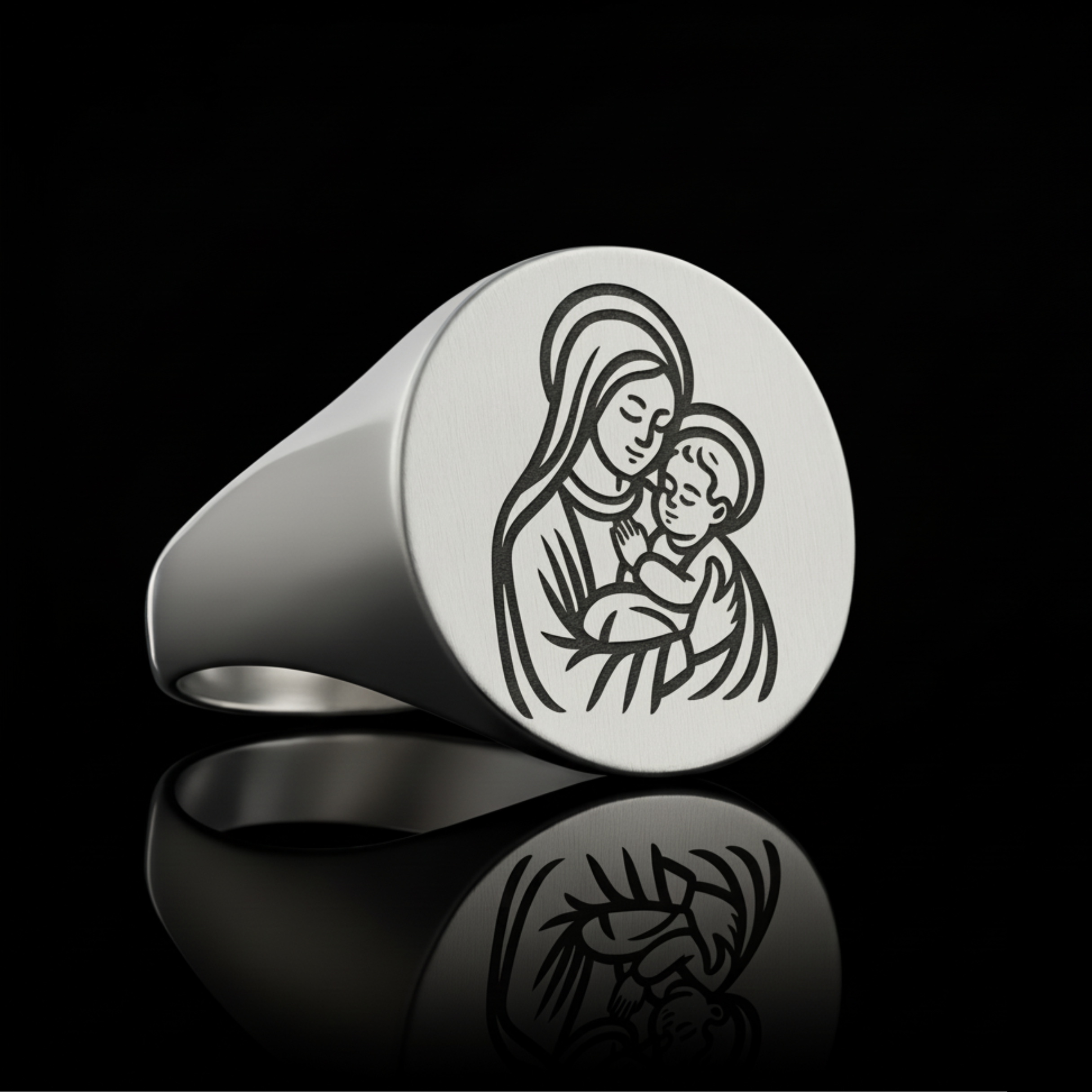 Mary and Jesus Signet Ring