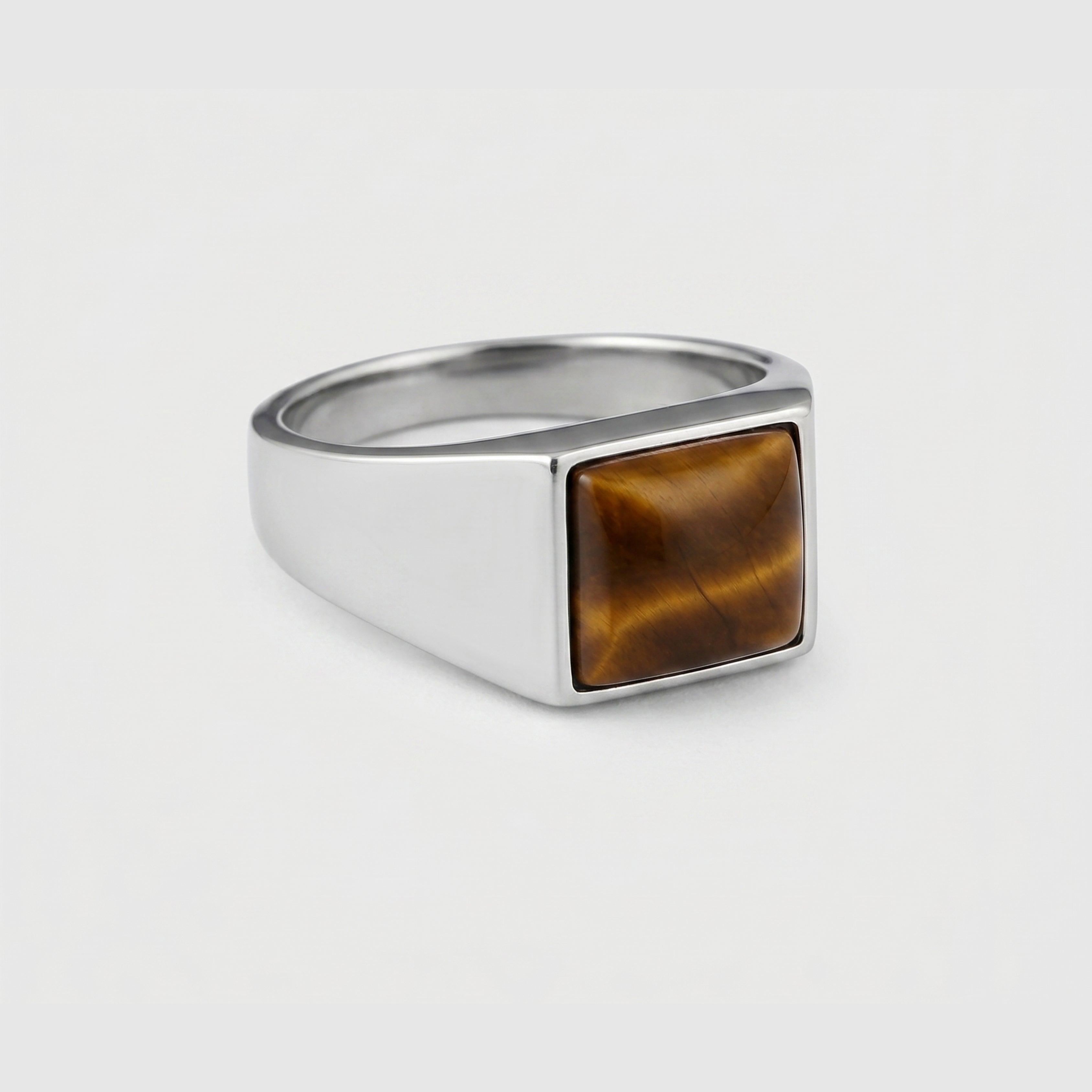 Tiger’s Eye Square Signet Ring