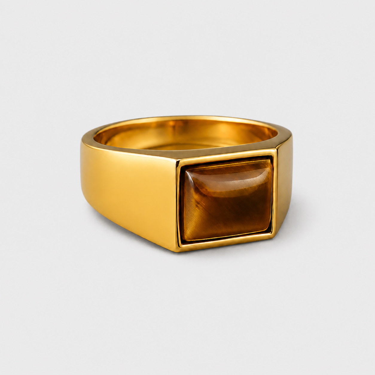 Tiger’s Eye Square Signet Ring