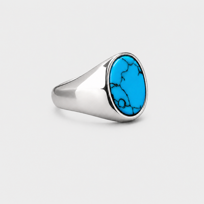 Turquoise Blue Signet Ring