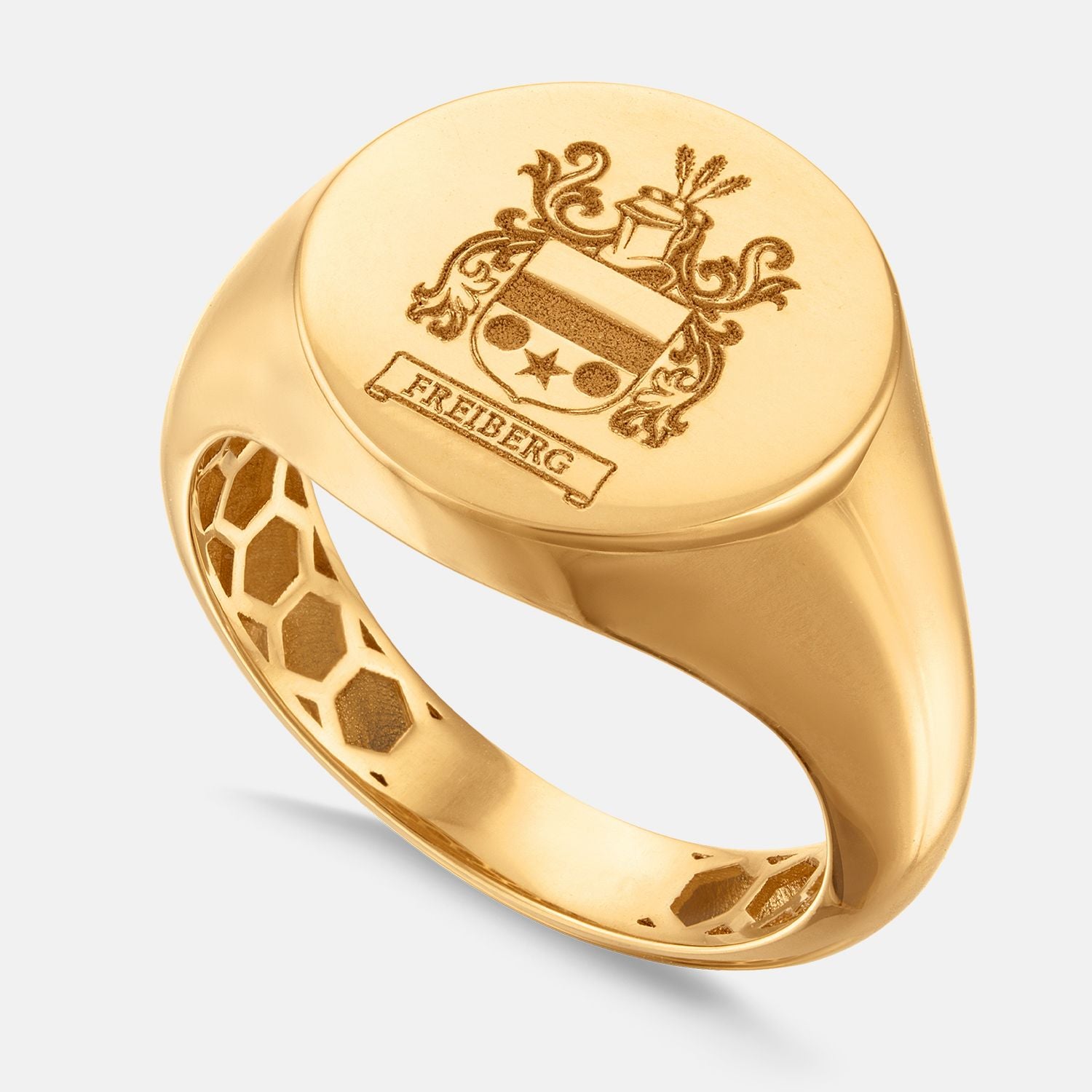 Chevalière Personnalisée en Or Massif Gravée avec Blason