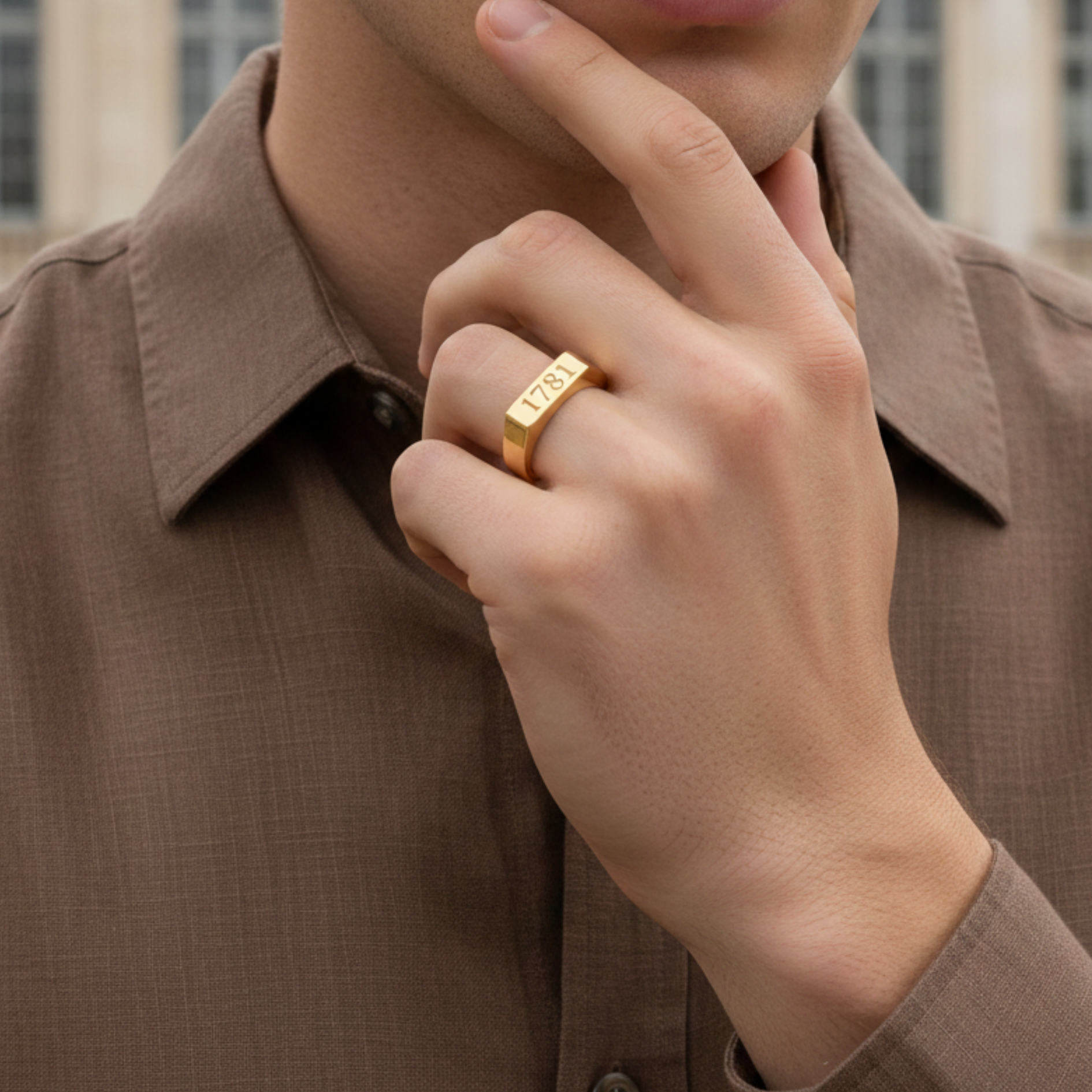 Personalized Gold Plated Square Signet Ring
