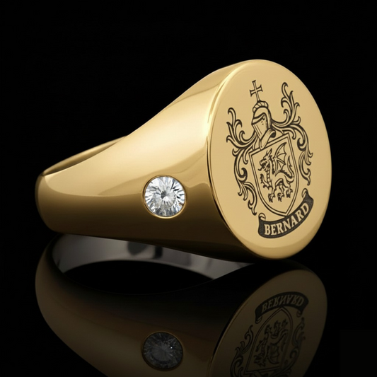 Personalized Coat of Arms Ring with Lab Diamonds