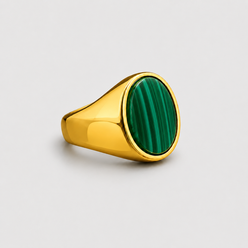 Anel de Sinete com Pedra Verde