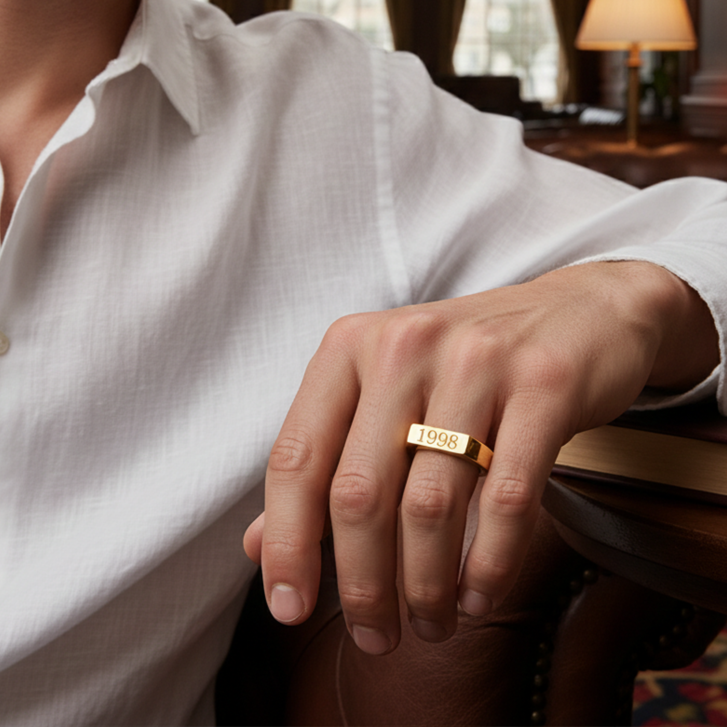 Personalized Gold Plated Square Signet Ring