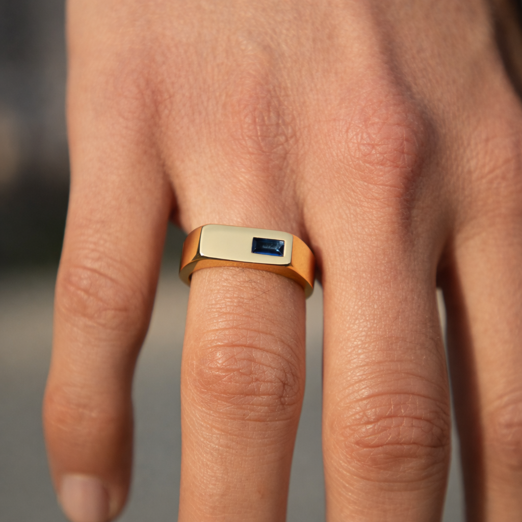 Anillo Sello Azul Turquesa