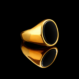 Anillo de Sello con Piedra Negra